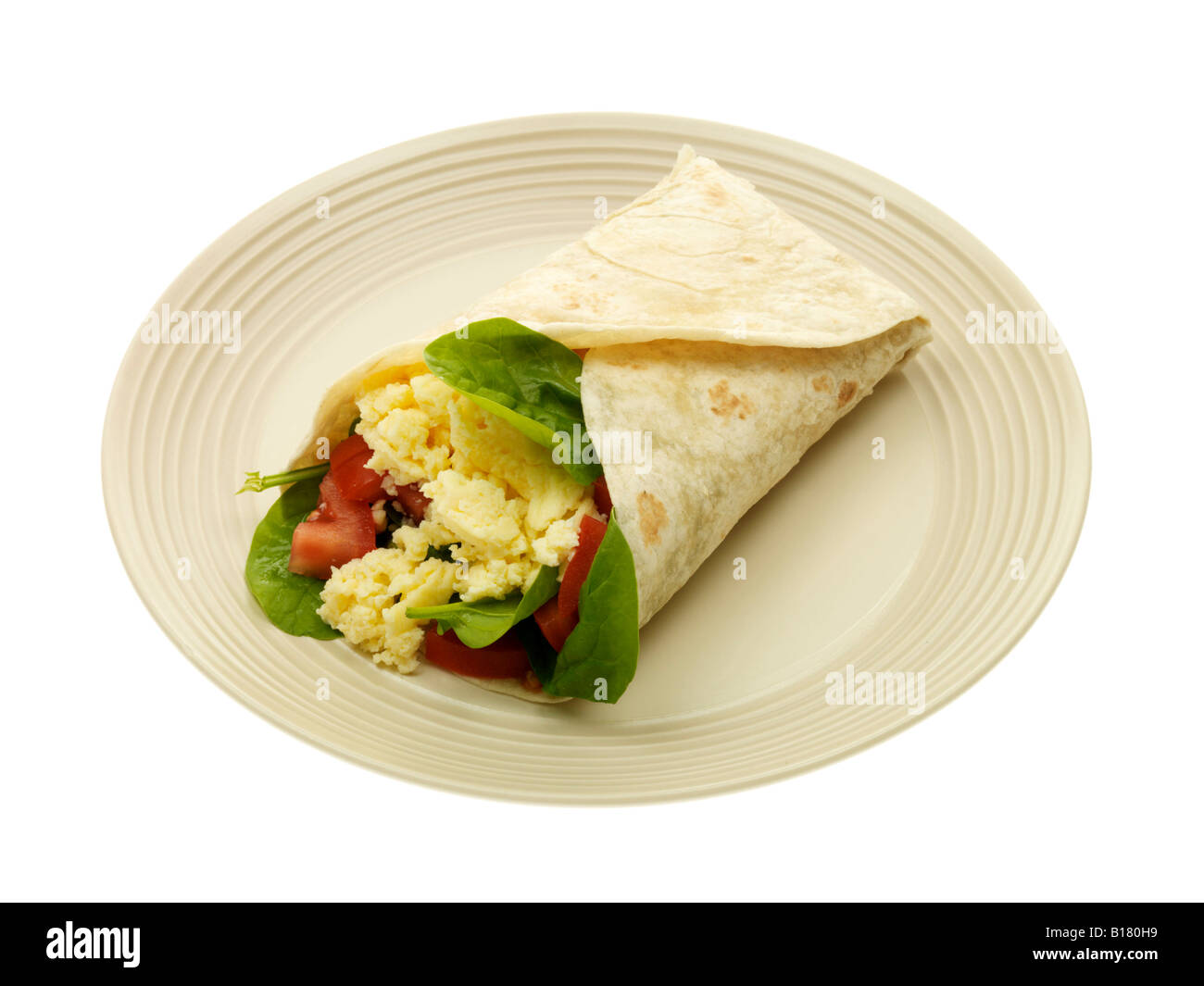 Spinach and Scrambled Egg Tortilla Stock Photo Alamy