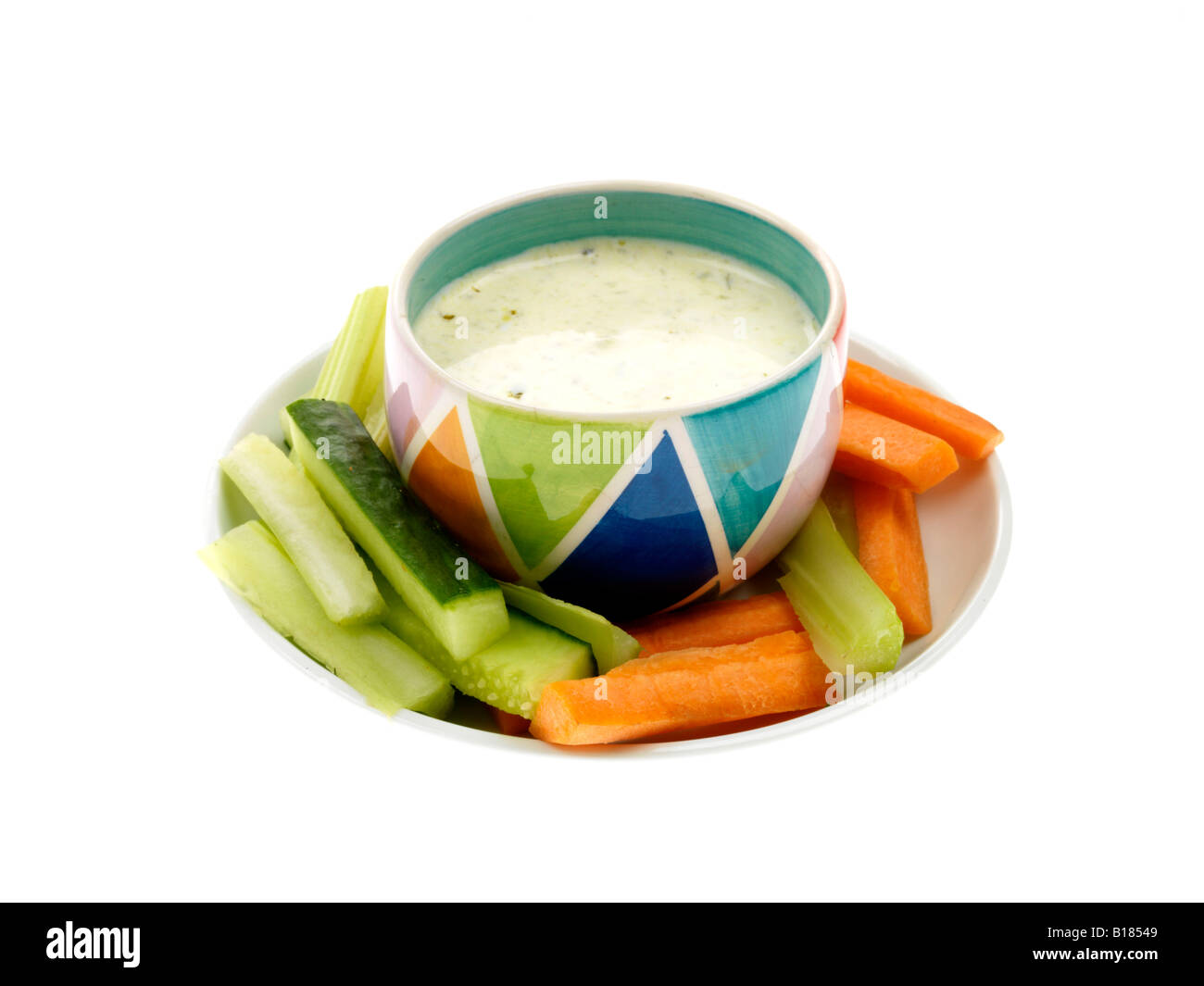 Chopped Vegetables With A Low Fat Dip Stock Photo Alamy