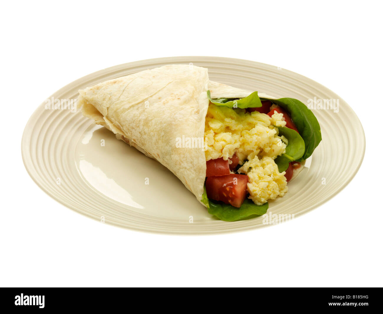 Spinach and Scrambled Egg Tortilla Stock Photo Alamy