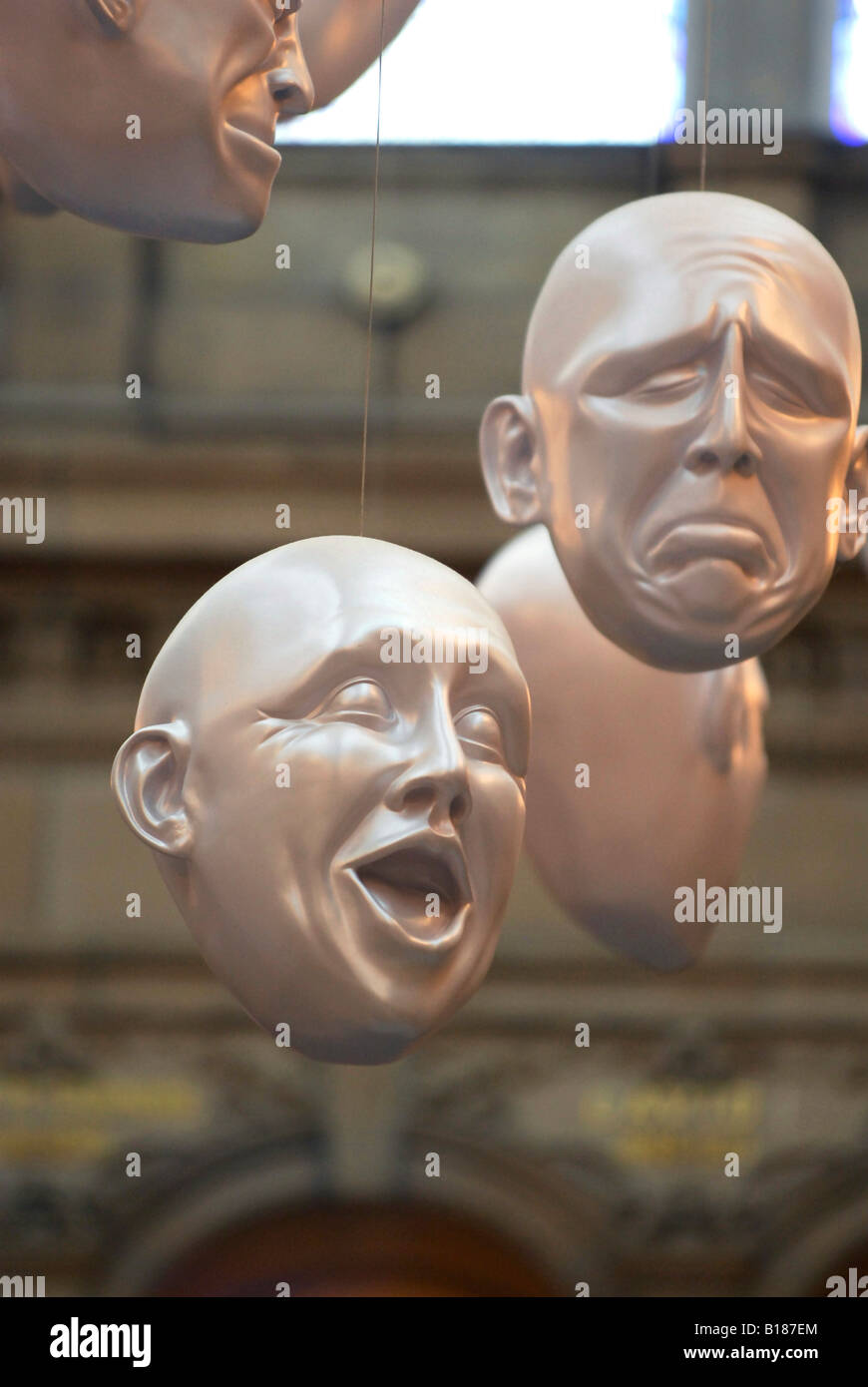 Masks hanging from the Ceiling of the Kelvingrove museum and art