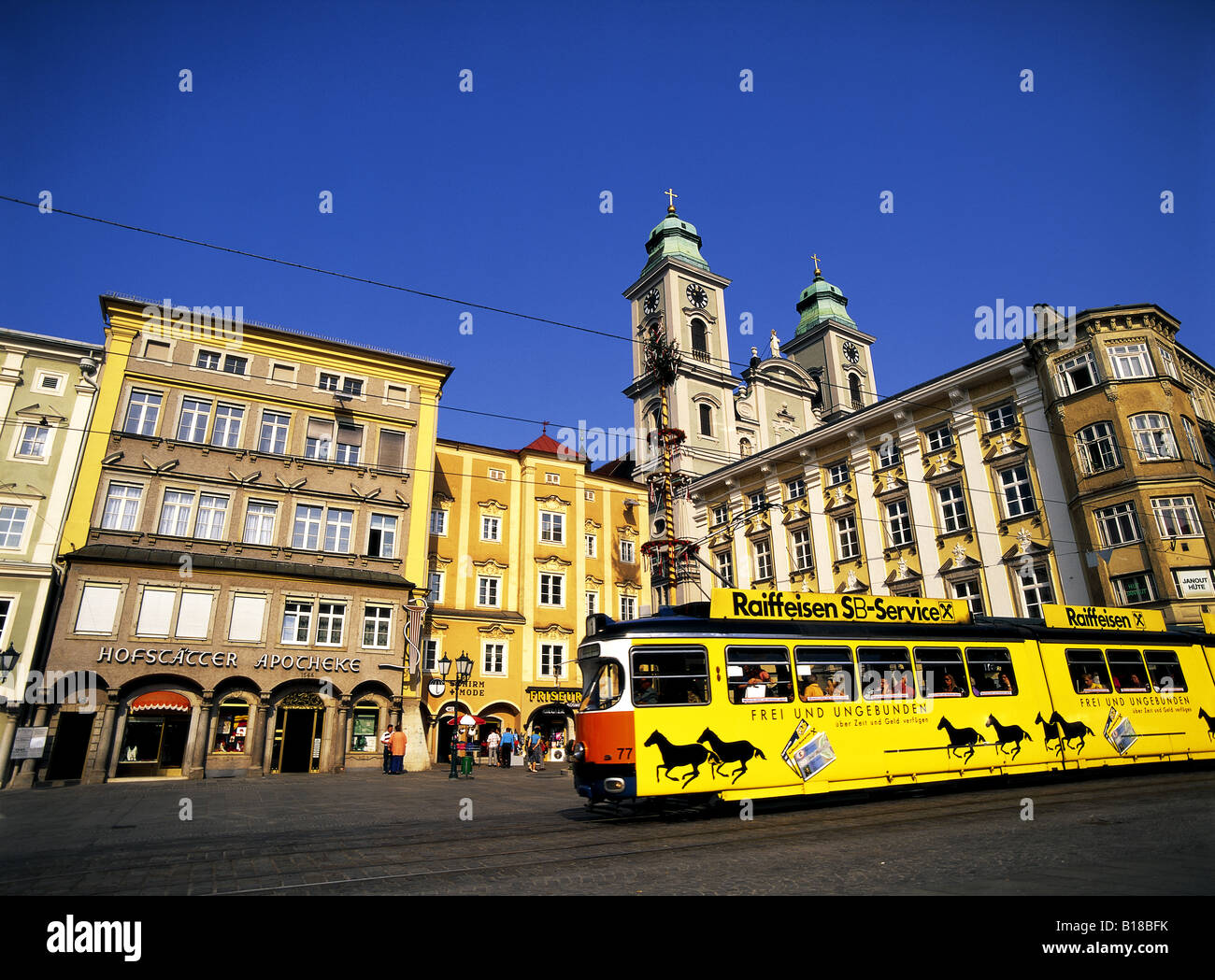 City Center and tram, Linz, Austria Stock Photo - Alamy