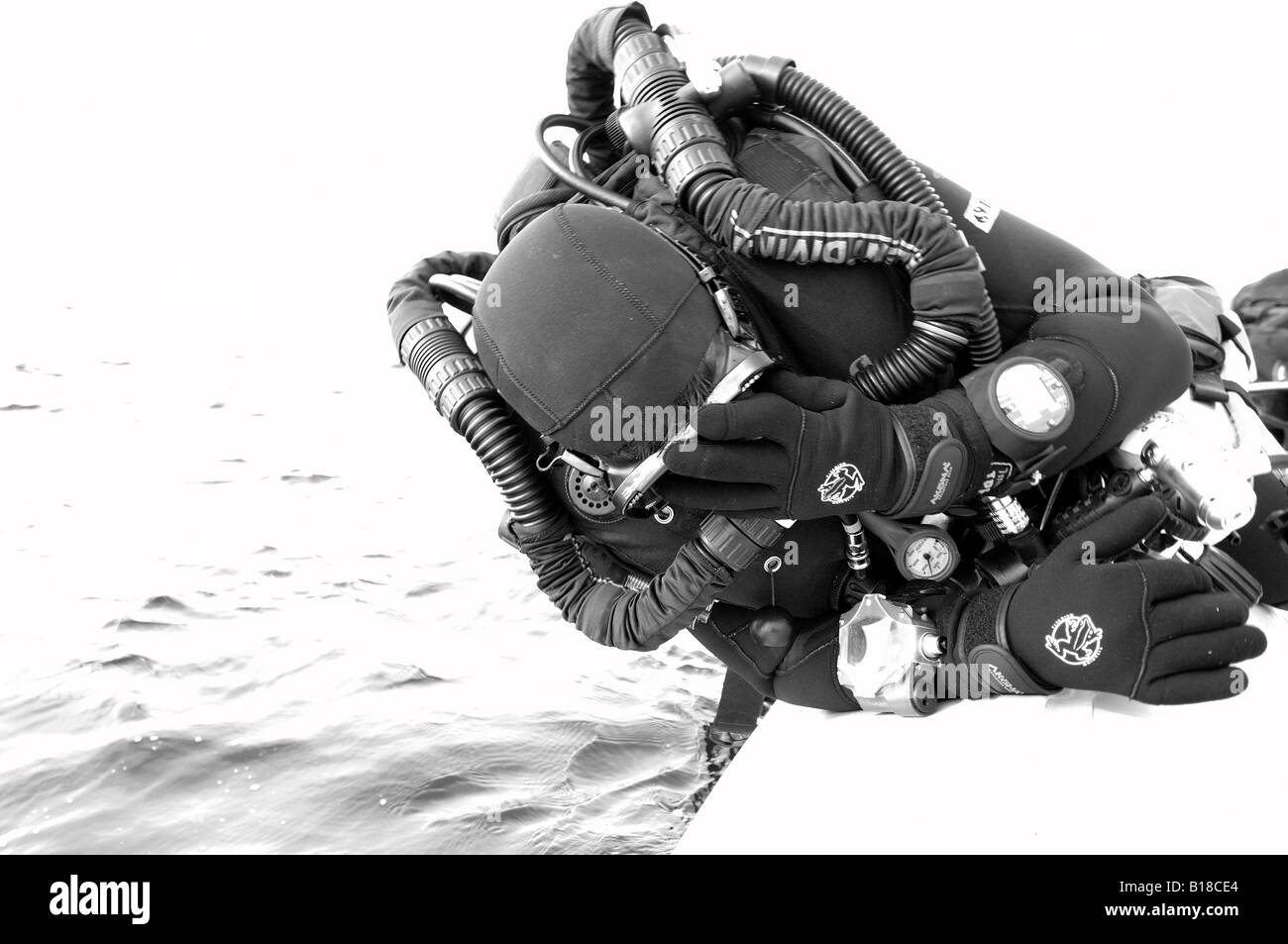 Rebreather Diver roll backward Stock Photo Alamy