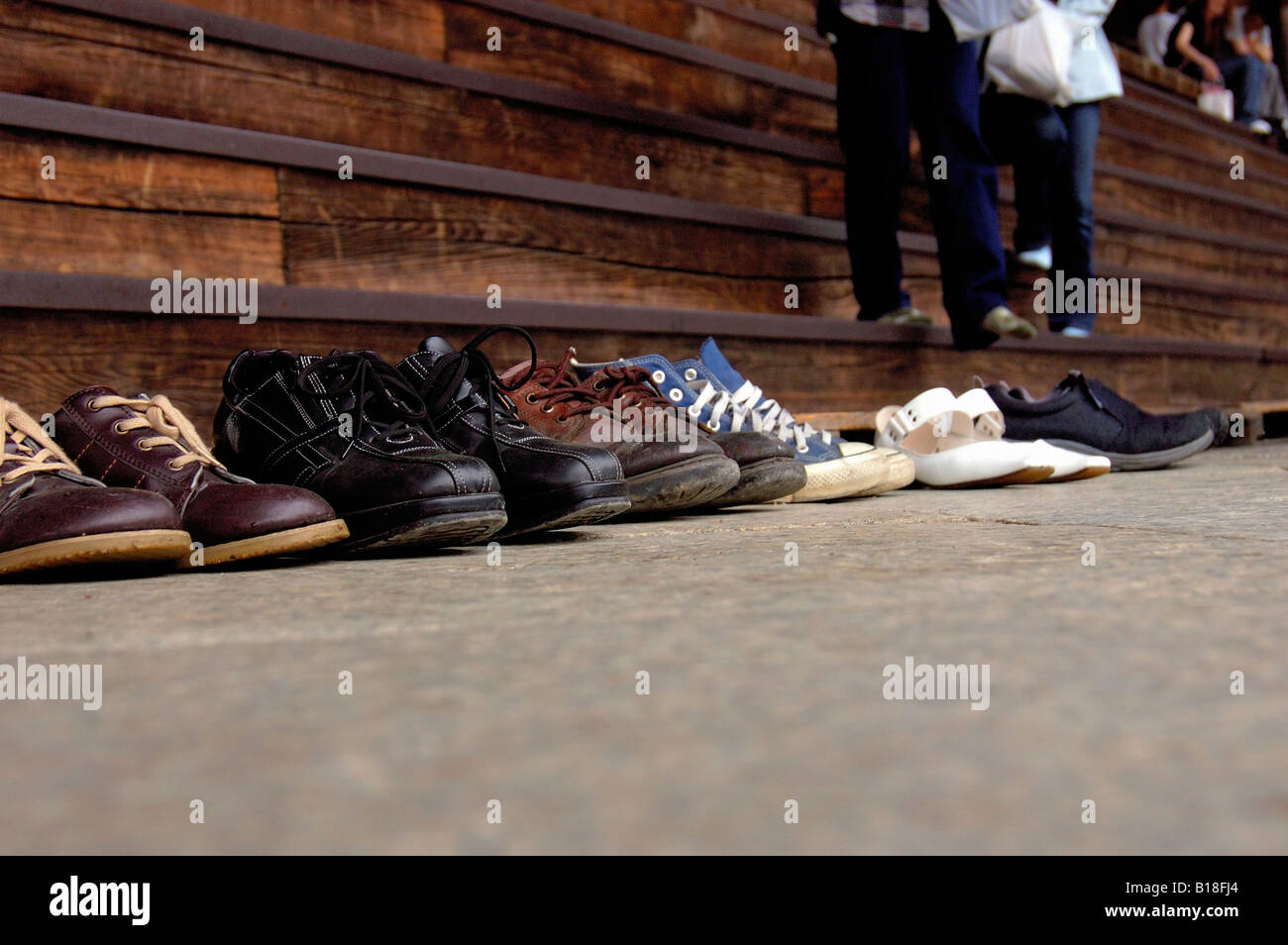 shoes at temple Kyoto Japan Stock Photo