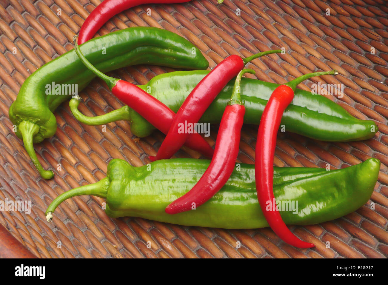 red and green chili peppers Stock Photo - Alamy