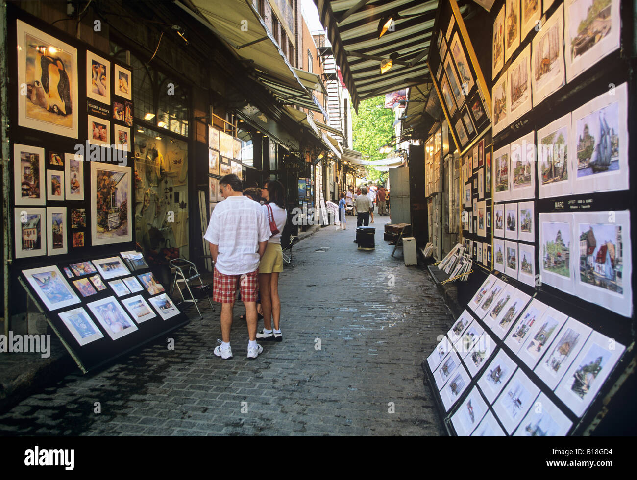 Outdoor art gallery, Old Quebec city, Quebec City, Quebec, Canada Stock