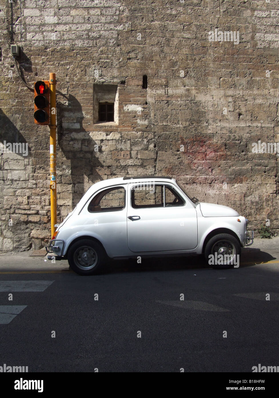 old fiat 500 car in street in perugia, umbria Stock Photo - Alamy