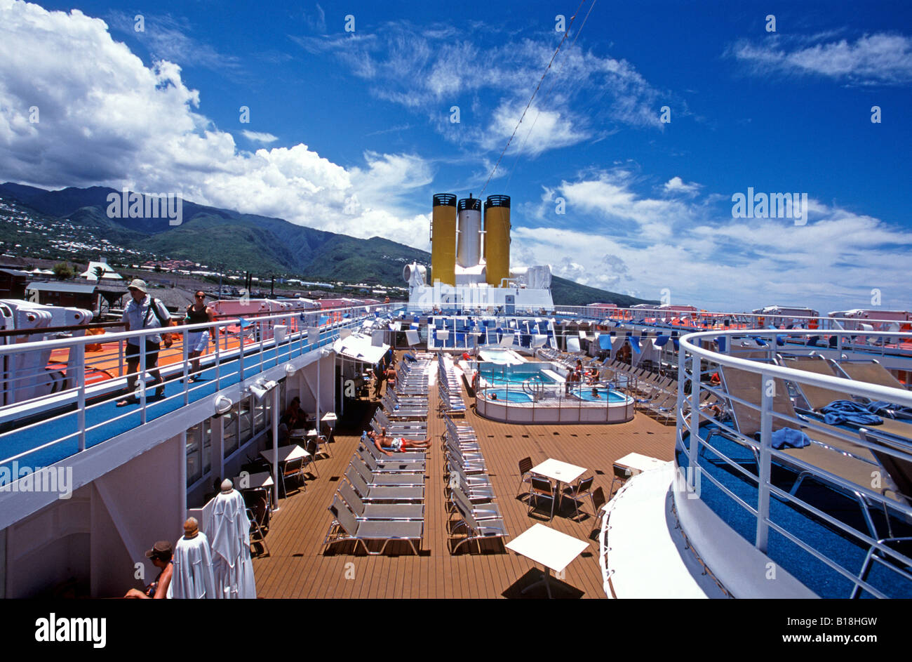 Cruise ship deck in the Indian Ocean Stock Photo