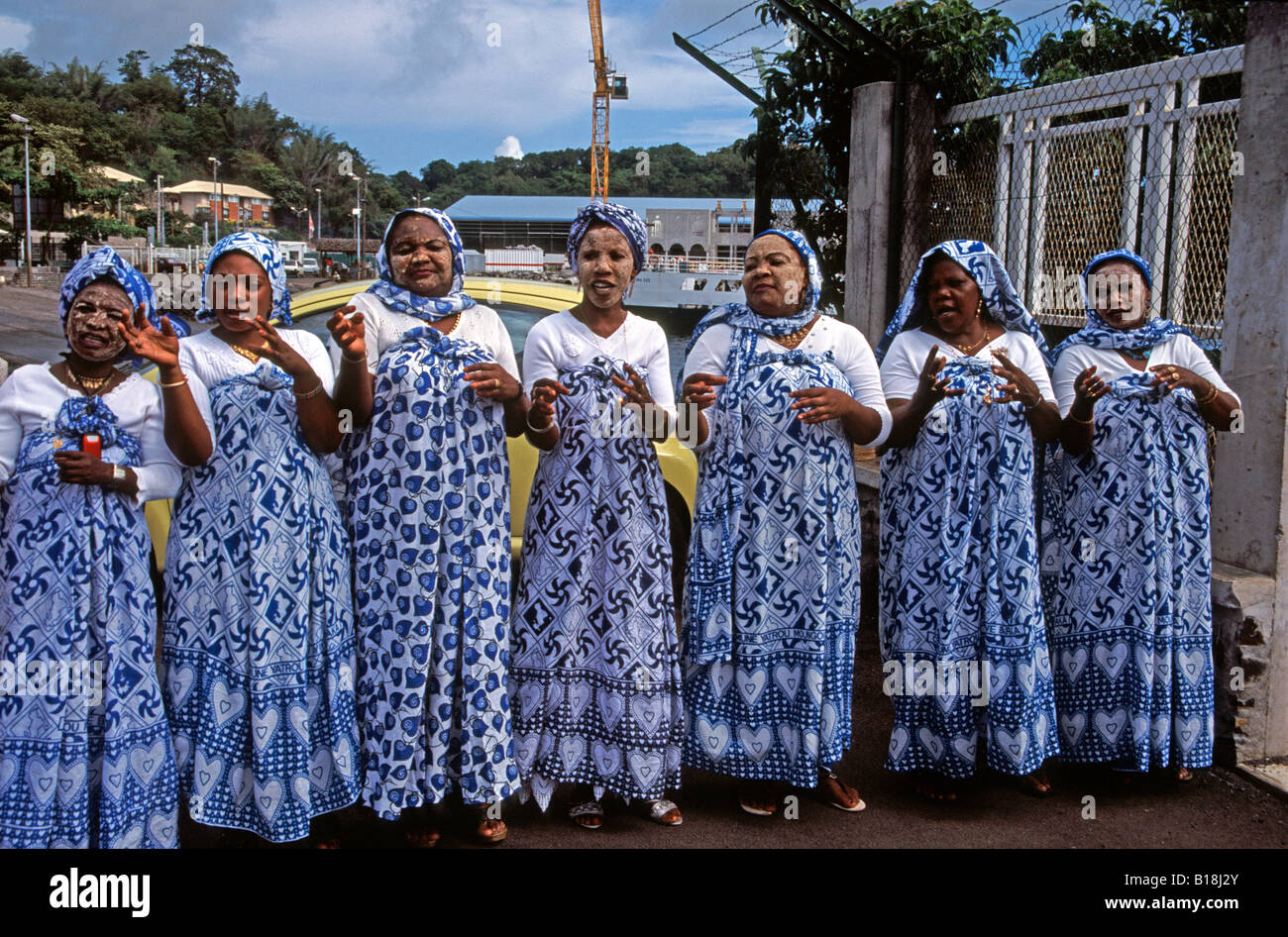 Villagers in Mayotte island Indian Ocean celebrating their return from the Hajj Mecca Stock Photo