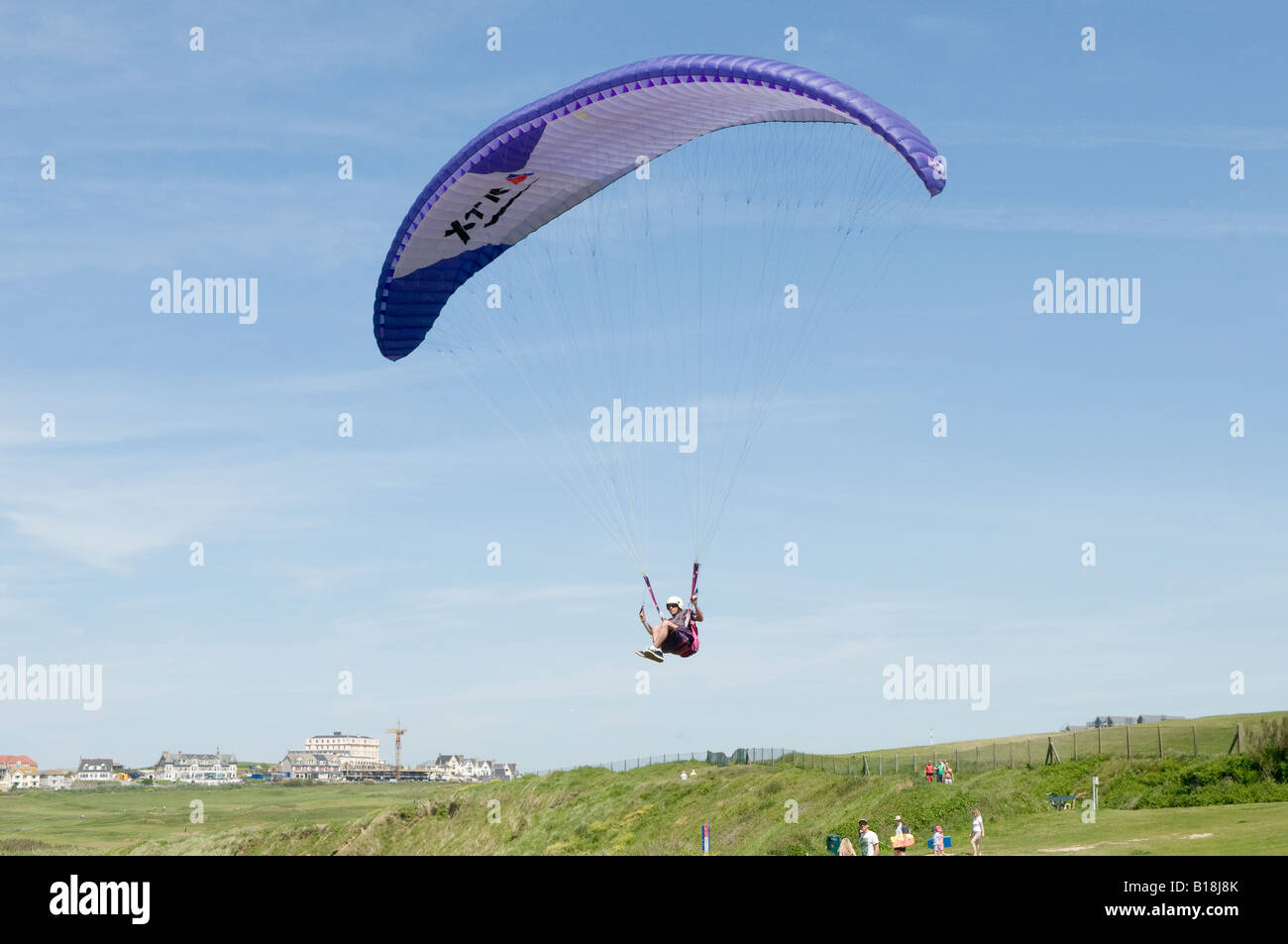 A Paraglider over Fistral Beach, Newquay, cornwall Stock Photo Alamy