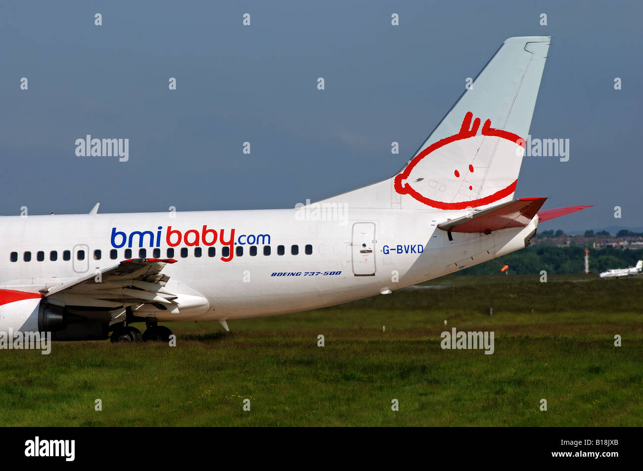 bmibaby Boeing 737 aircraft at Birmingham International Airport, UK Stock Photo