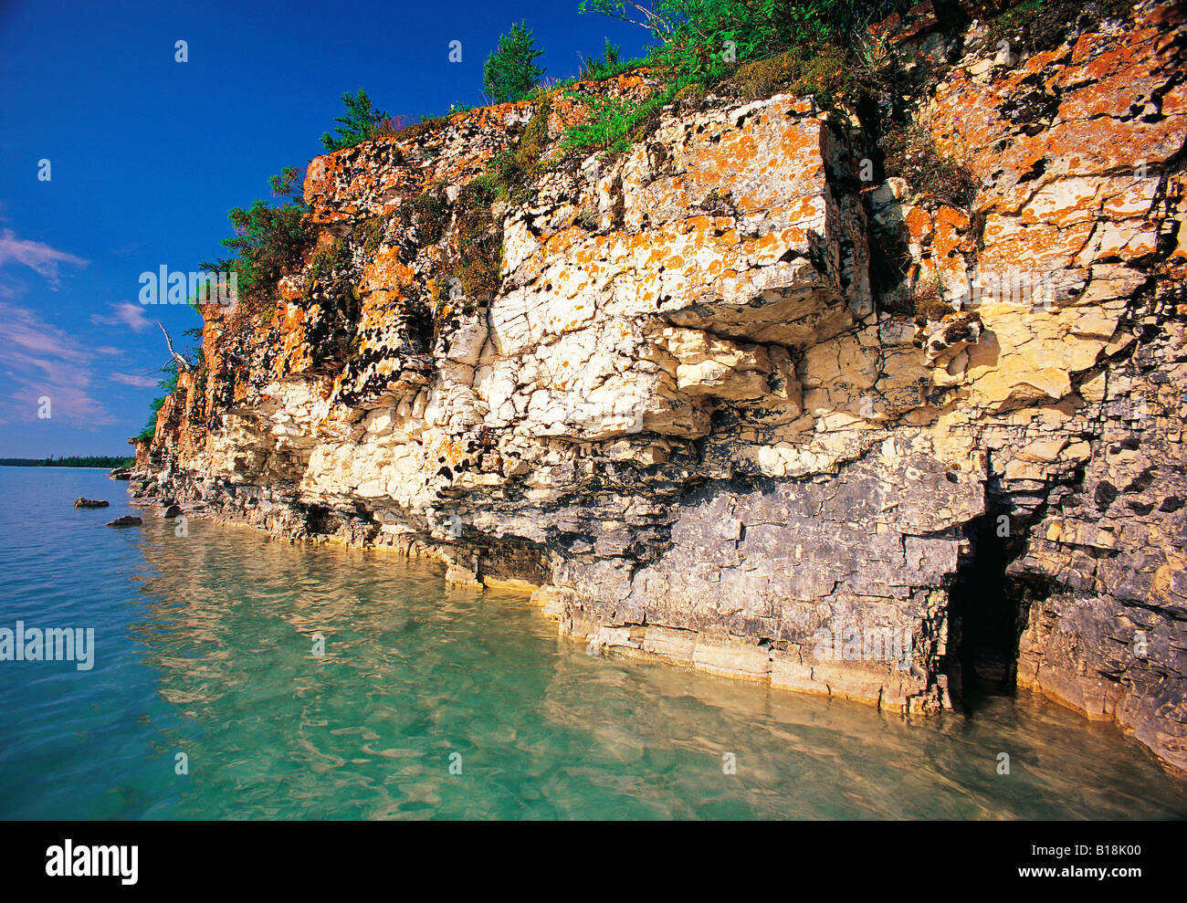 limestone cliffs, Little Limestone Lake, Manitoba, canada Stock Photo