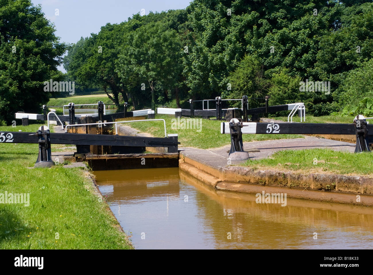 A Set of Locks on the Trent and Mersey Canal near Rode Heath Cheshire England United Kingdom Stock Photo