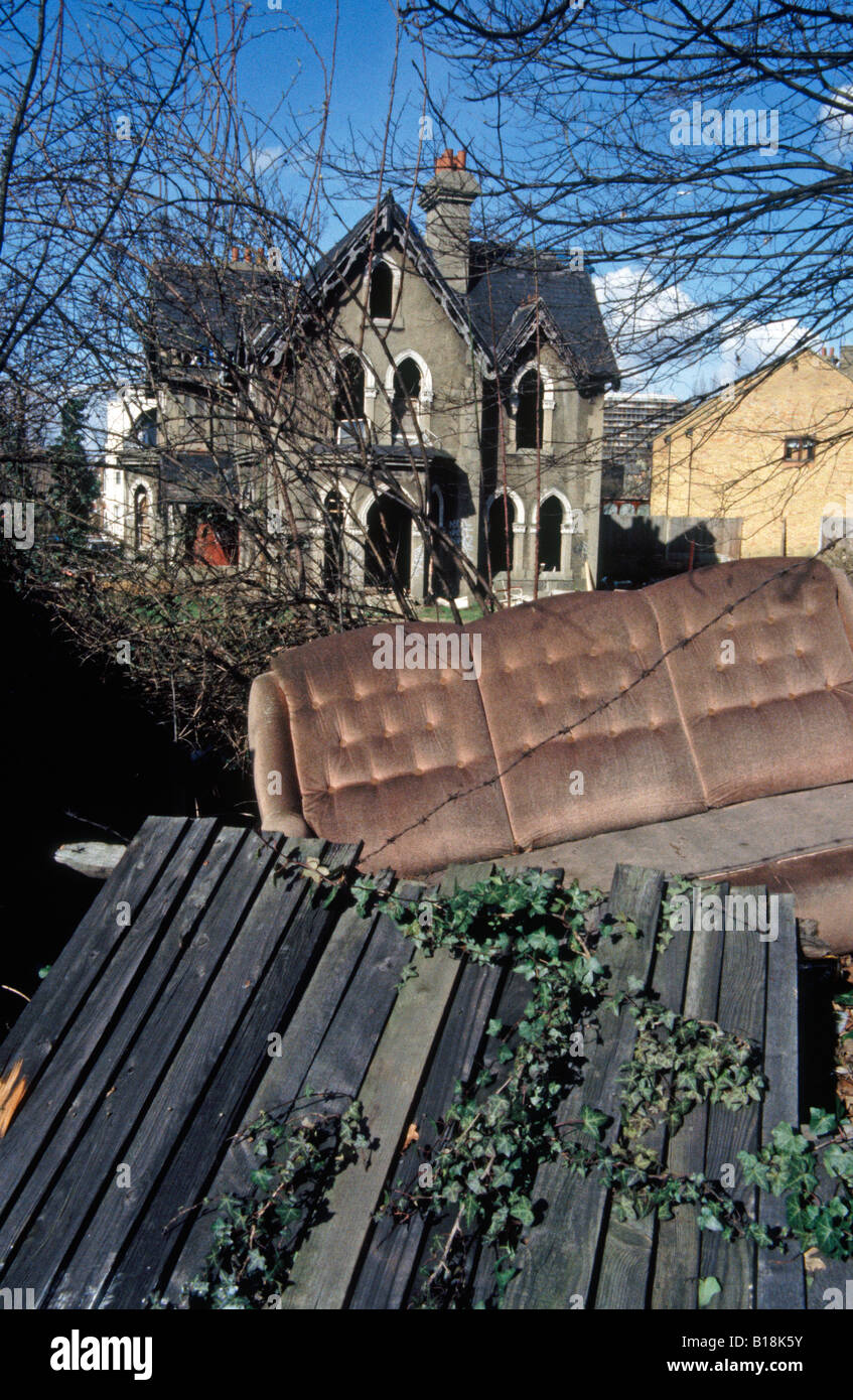 Large derelict Victorian house in Dulwich London SE22 with old