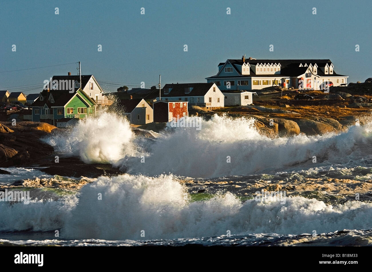 North Atlantic Ocean storm waves crash into granite coastline at Stock Photo - Alamy