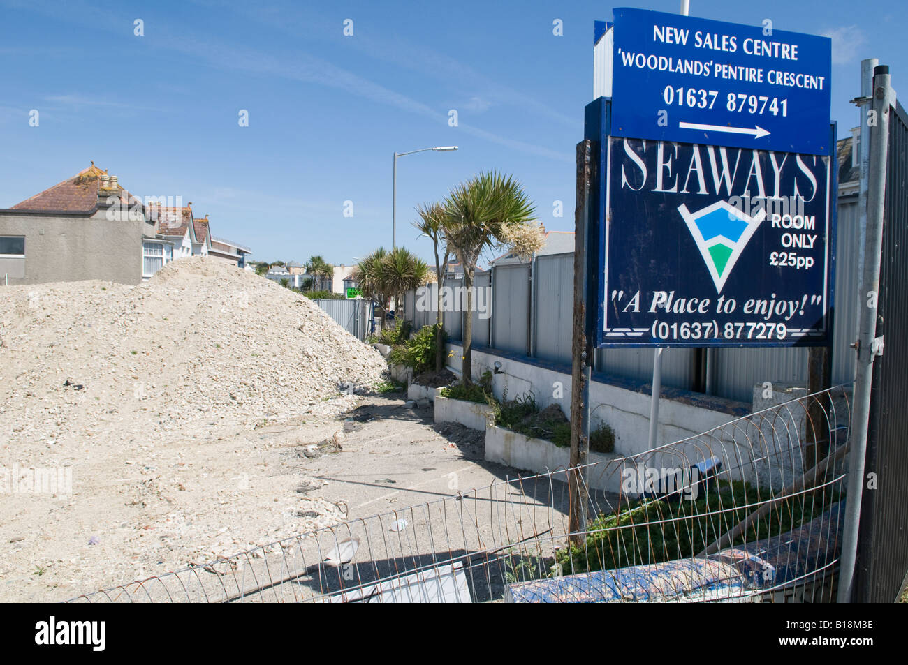 A photograph of redevelopment of hotels in Newquay, building holiday