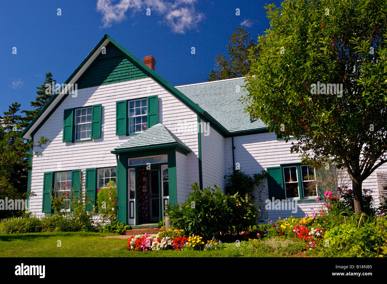 Site of Lucy Maud Montgomery's Cavendish home, (author of Anne of Green Gables), a National Historic Site, Blue Heron Coastal Dr Stock Photo