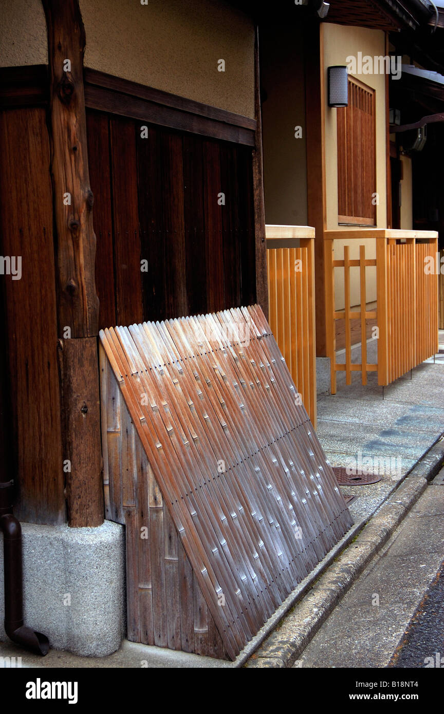 traditional bamboo fence outside home Kyoto Japan Stock Photo