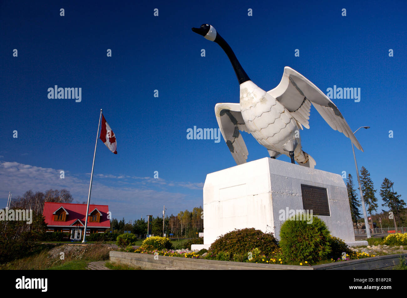 Statue of Canadian Goose at the Information Centre in the town of Wawa, Ontario, Canada. Stock Photo
