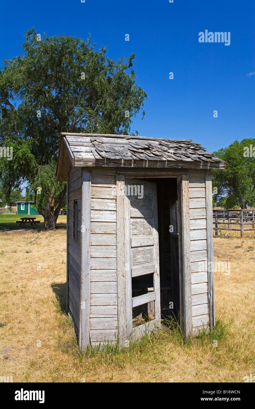 Outhouse, Fort Missoula Historical Museum, Missoula, Montana, USA Stock Photo