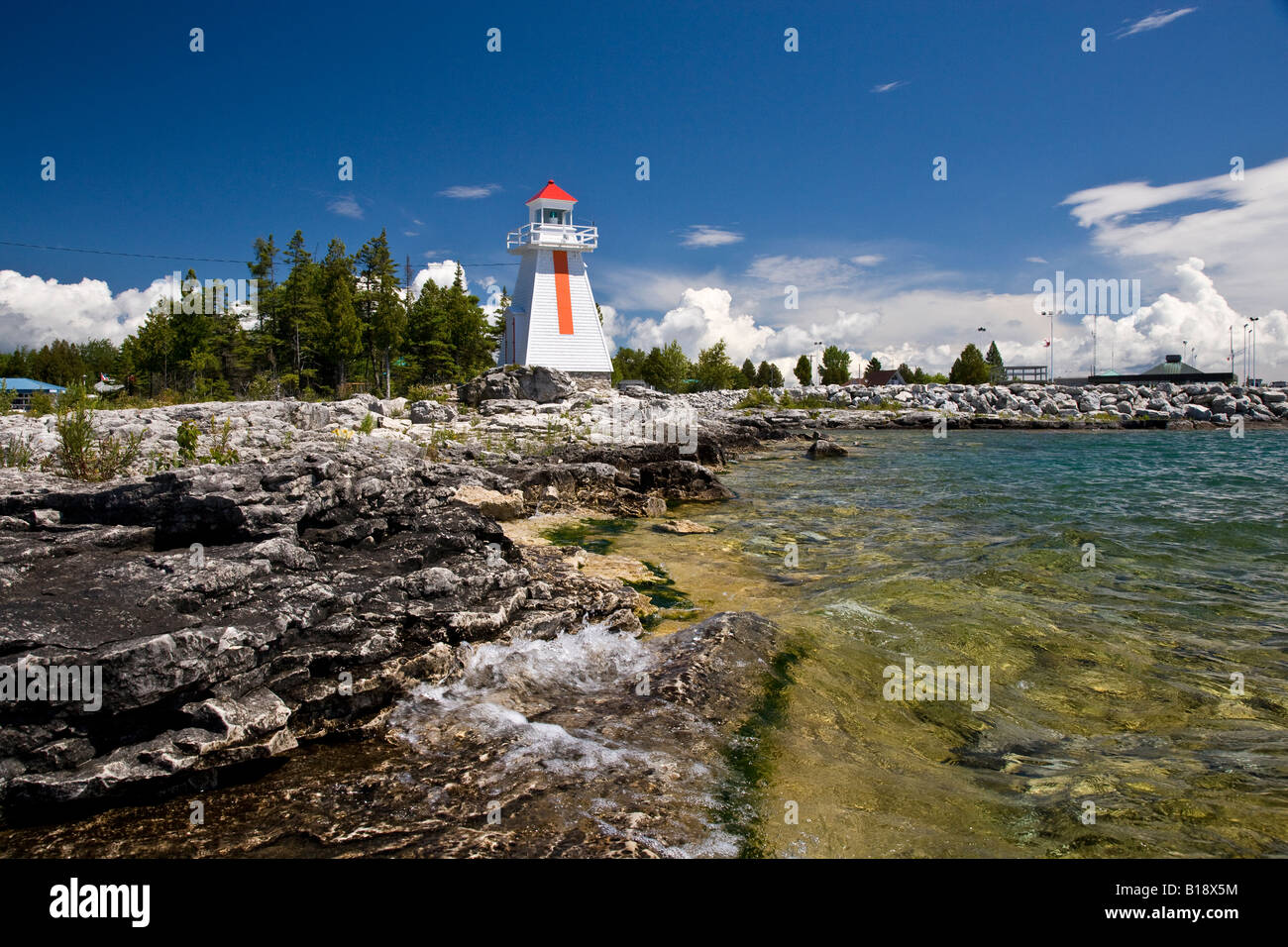 Lighthouse at South Baymouth, Manitoulin Island, Ontario, Canada Stock