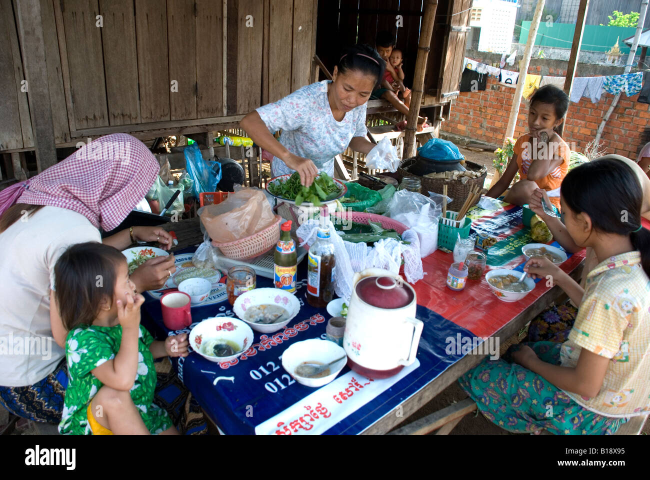 Cambodia Kompong Cham family in cham village Stock Photo - Alamy