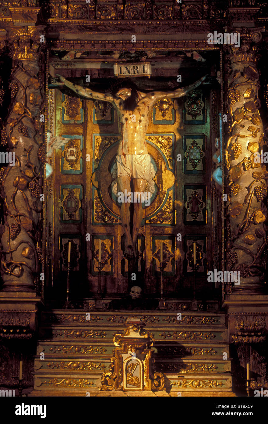 Jesus Christ, crucifixion, chapel, Cathedral, El Camino de Santiago, Santiago de Compostela, La Coruna Province, Spain, Europe Stock Photo