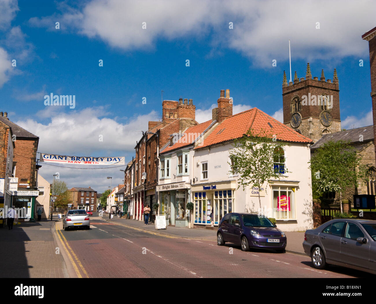Town centre old market place at Market Weighton East Yorkshire UK Stock