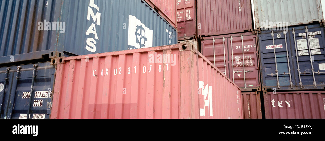 metal shipping containers cargo, Montreal, Quebec, Canada Stock Photo