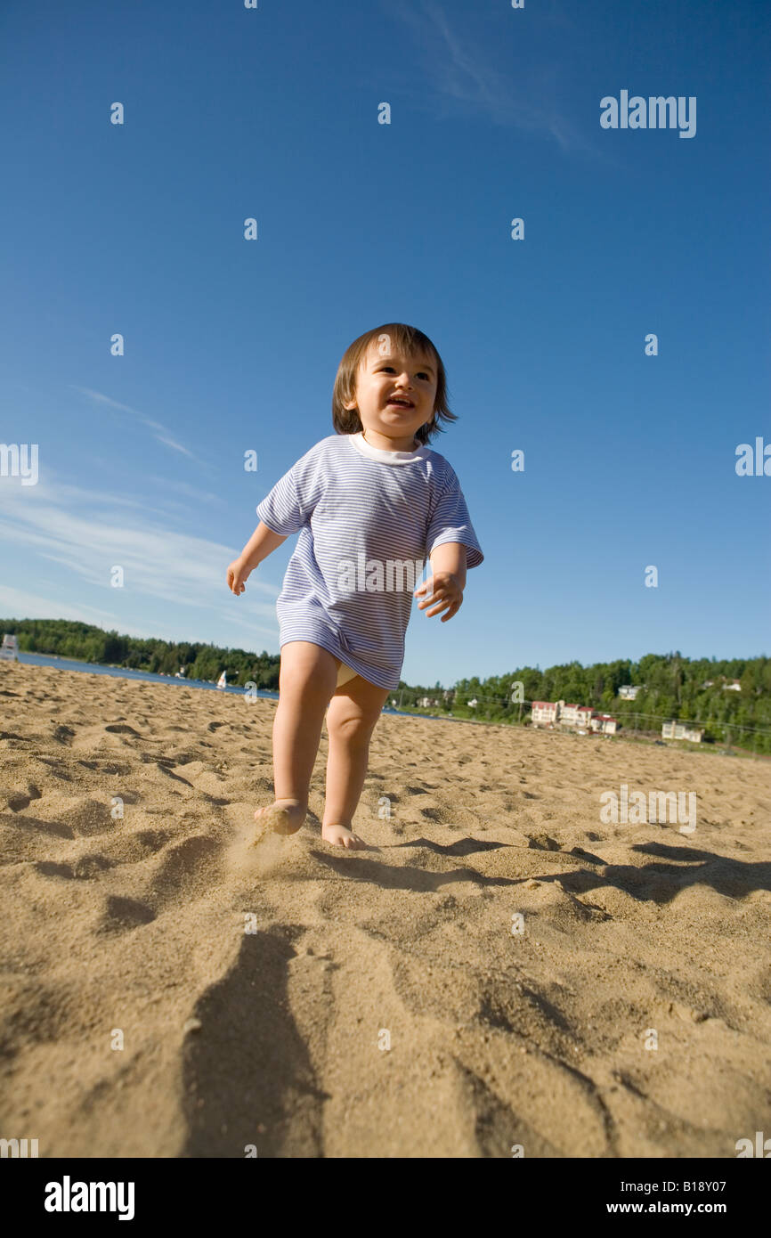 Little Boy Playing In The Sand On The Beach Stock Image 