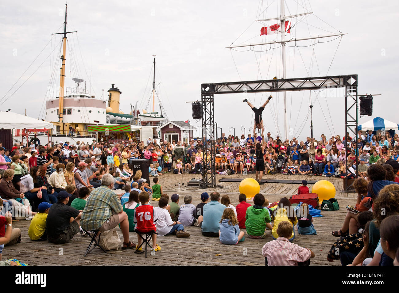 Buskers perform at Halifax International Buskers Festival, Halifax Historic Properties at waterfront, Halifax, Nova Scotia, Cana Stock Photo