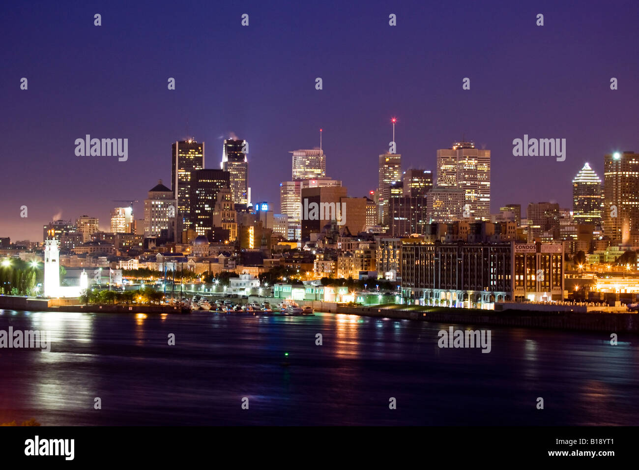 View of Montreal at dusk from Ile SainteHelene, Montreal, Quebec