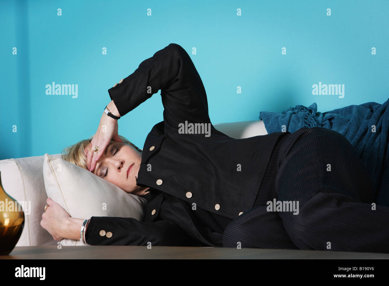 Woman laying down and resting Stock Photo Alamy