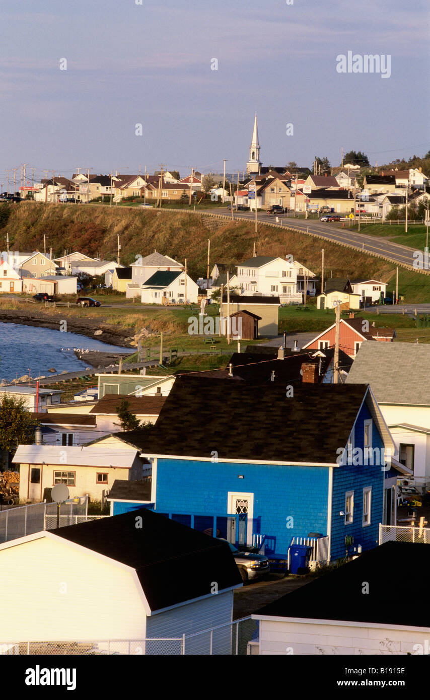 Overview of town of sainte anne des monts hires stock photography and