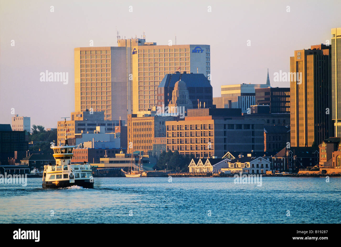 Halifax to Darthmouth Ferry in front of Halifax Waterfront, Halifax, Nova Scotia, Canada. Stock Photo