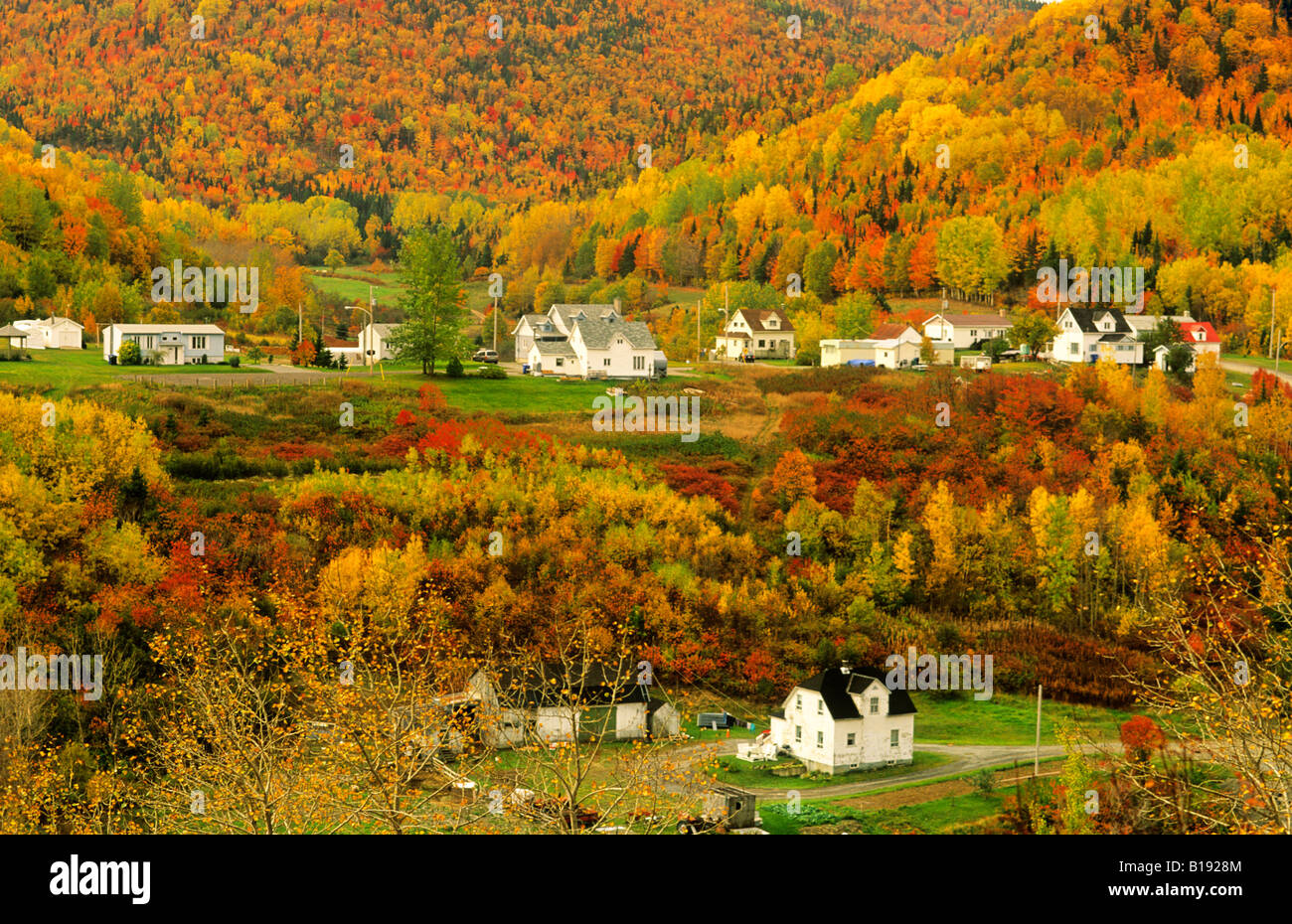 Village of PetitRiviereauRenard in Fall, Gaspe, Quebec, Canada Stock