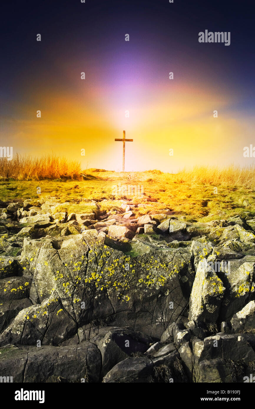 The death spot of St. Cuthbert on Holy Island, England Stock Photo Alamy