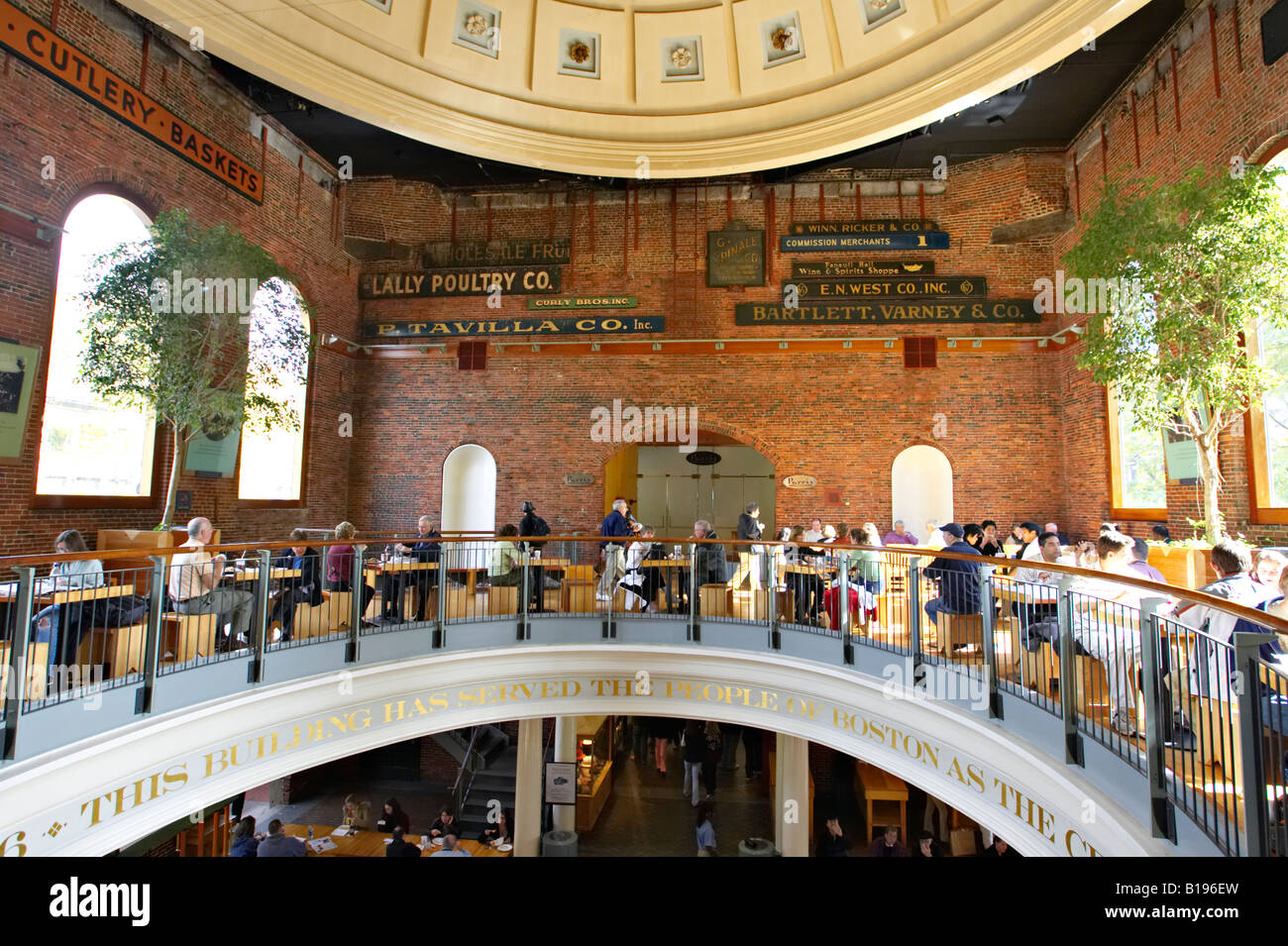 MASSACHUSETTS Boston Quincy Market food and gift marketplace site along Freedom Trail dining area under dome Stock Photo
