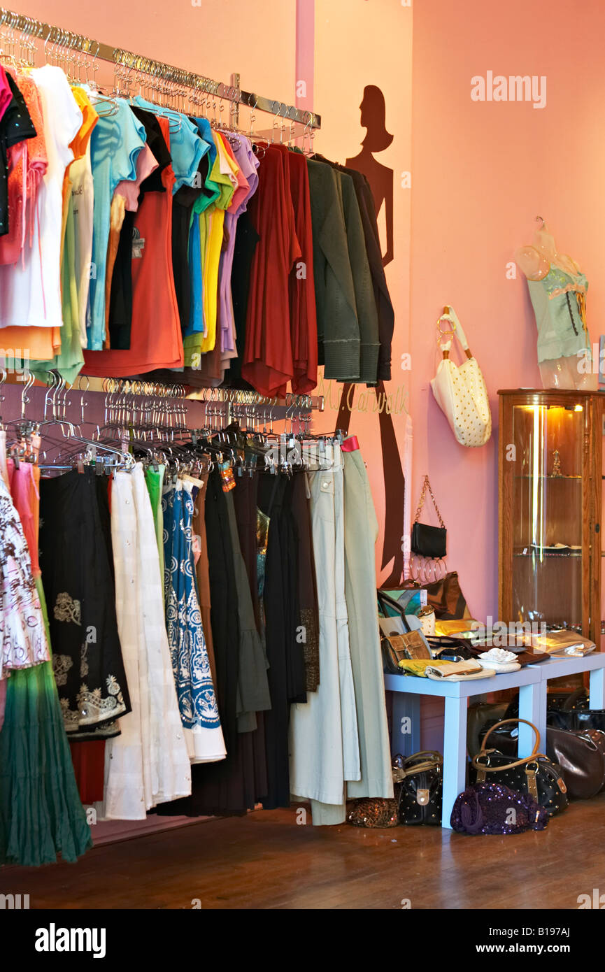 ILLINOIS Chicago Interior of womens clothing store in Bucktown neighborhood  on near west side of city Wicker Park boutique Stock Photo - Alamy