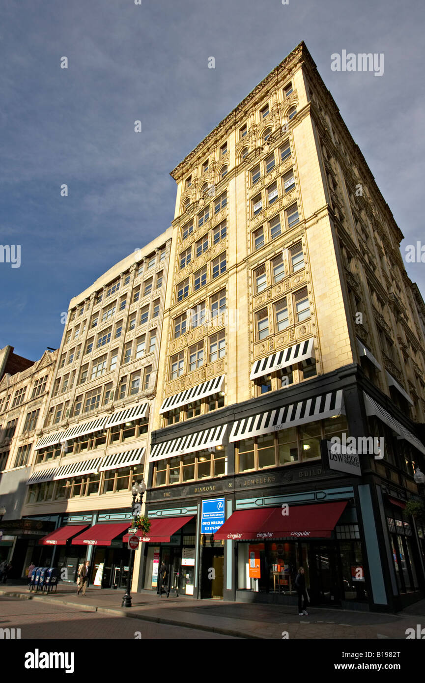 MASSACHUSETTS Boston Washington Street shopping district classic architecture Stock Photo