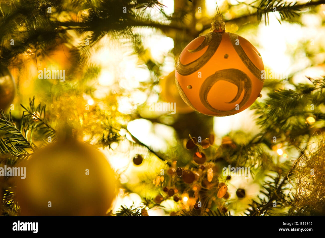 christmas decorations and tree, Montreal, Quebec, Canada Stock Photo