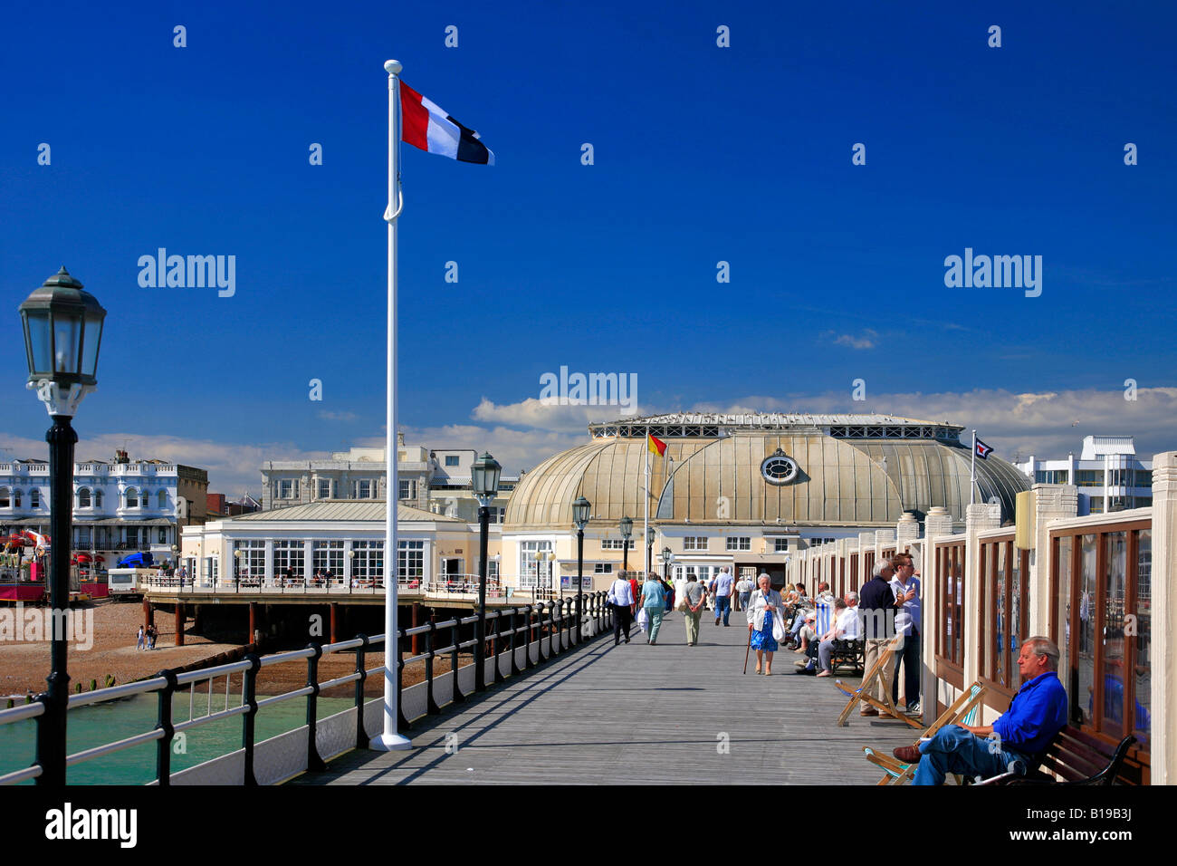 The Pavilion Theatre on the Victorian Pier Worthing Promenade West Sussex England Britain UK Stock Photo