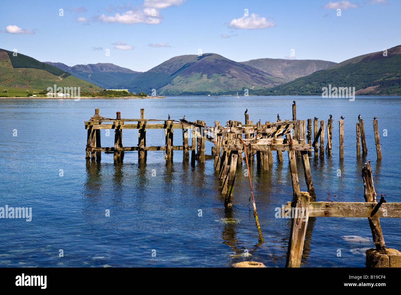 The old pier at Port Bannatyne Kames Bay on the Isle of Bute, Argyll
