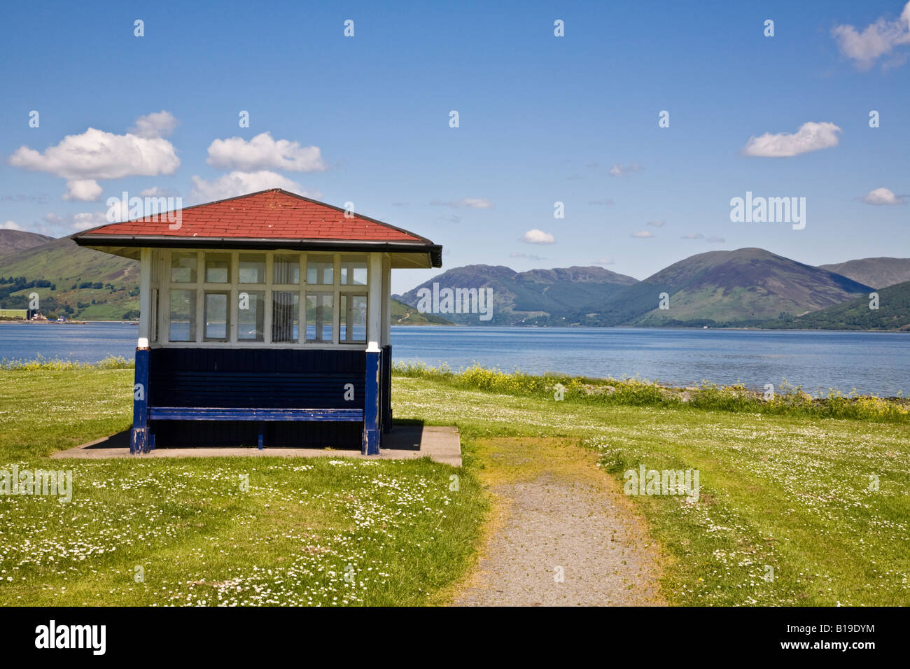 A shelter on the shoreline at Port Bannatyne on the Isle of Bute Argyll