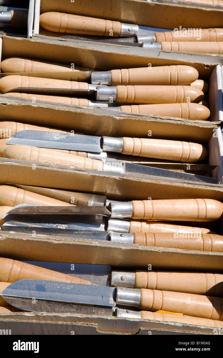 Portugal, Alentejo, Estremoz. Portuguese traditional kitchen knives for