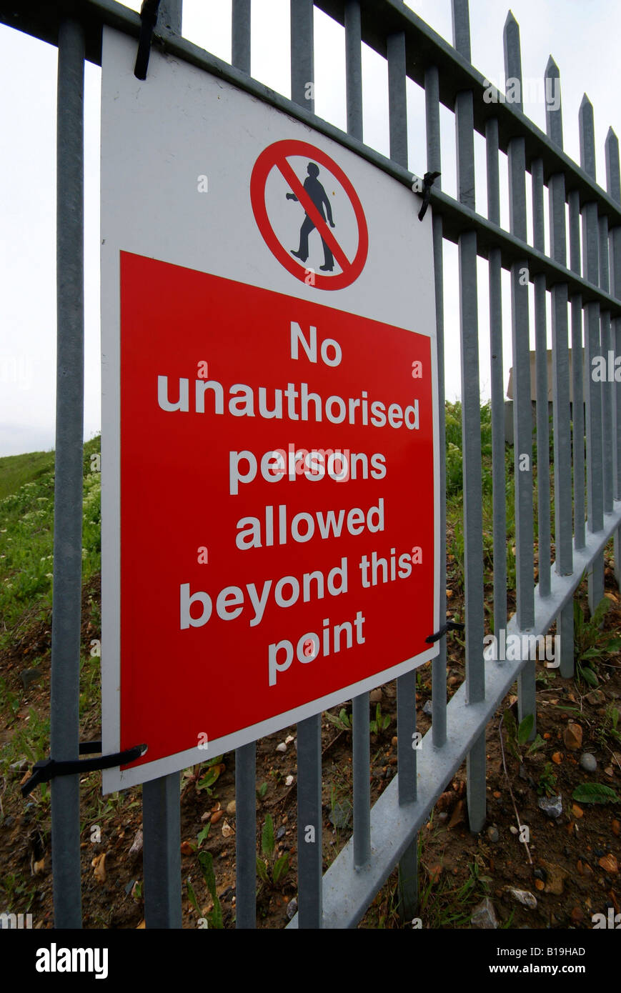 No unauthorised person allowed beyond this point. Stock Photo