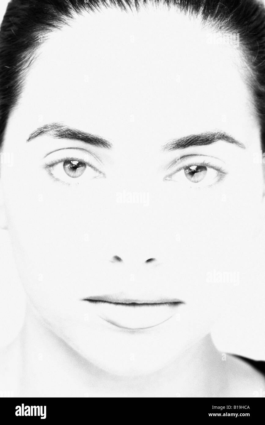 Woman's face, black and white Stock Photo