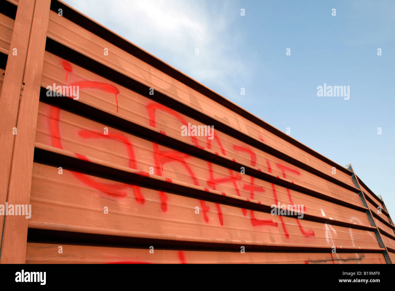 the word grazie written on wall in italy Stock Photo