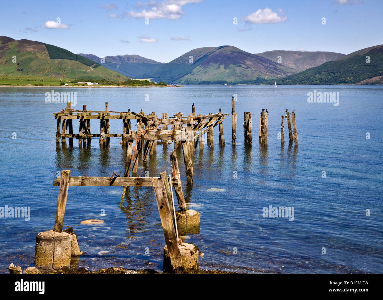 The old pier at Port Bannatyne Kames Bay on the Isle of Bute, Argyll