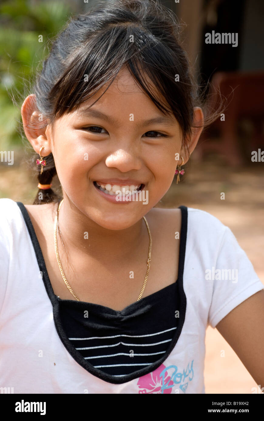 Cambodia Kampot girl near stilt village Stock Photo - Alamy