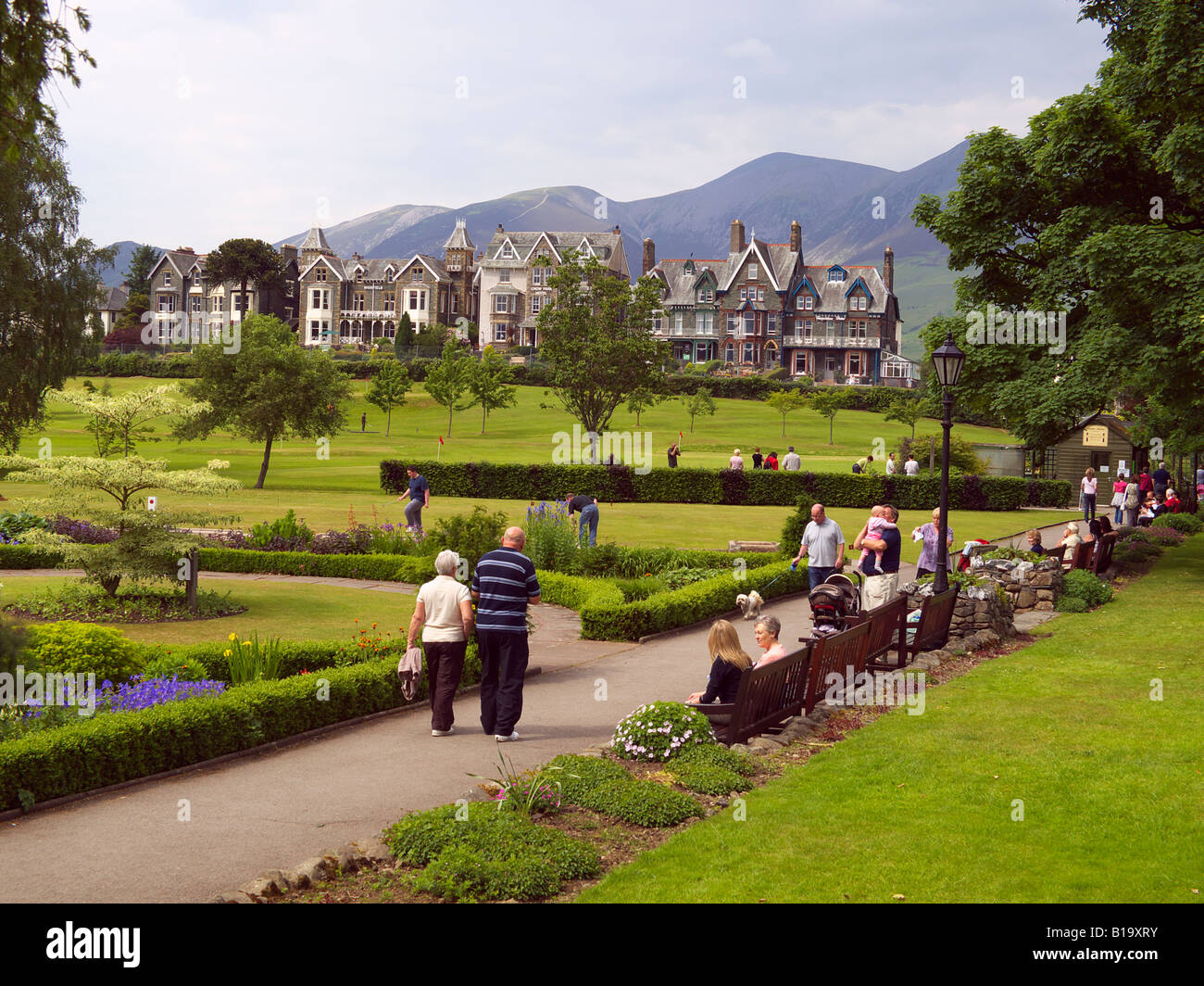 Keswick park on a busy Summers day Stock Photo